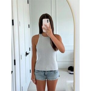 Madewell grey ribbon knit tank top